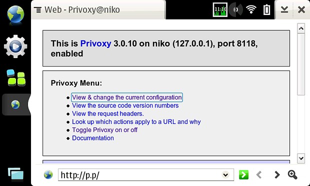Main Privoxy Screen