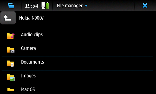 Screenshot of Hildon File Manager viewing MyDocs folder