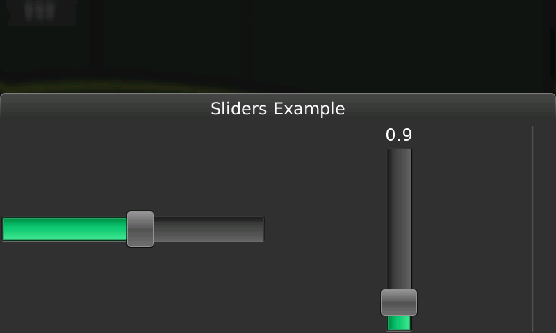 Screenshot of sliders